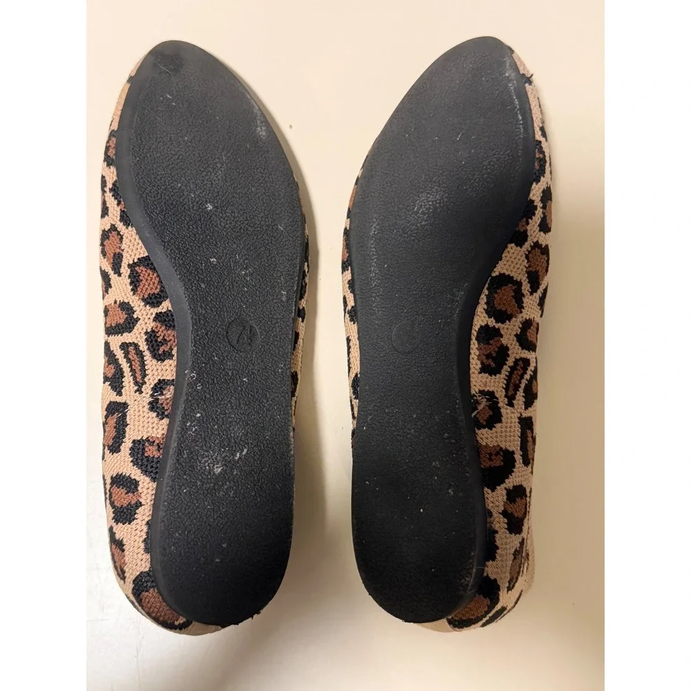 A New Day Womens Leopard Print Knit Pointed Toe Ballet Flats Brown Tan Size 7.5 - Picture 5 of 6
